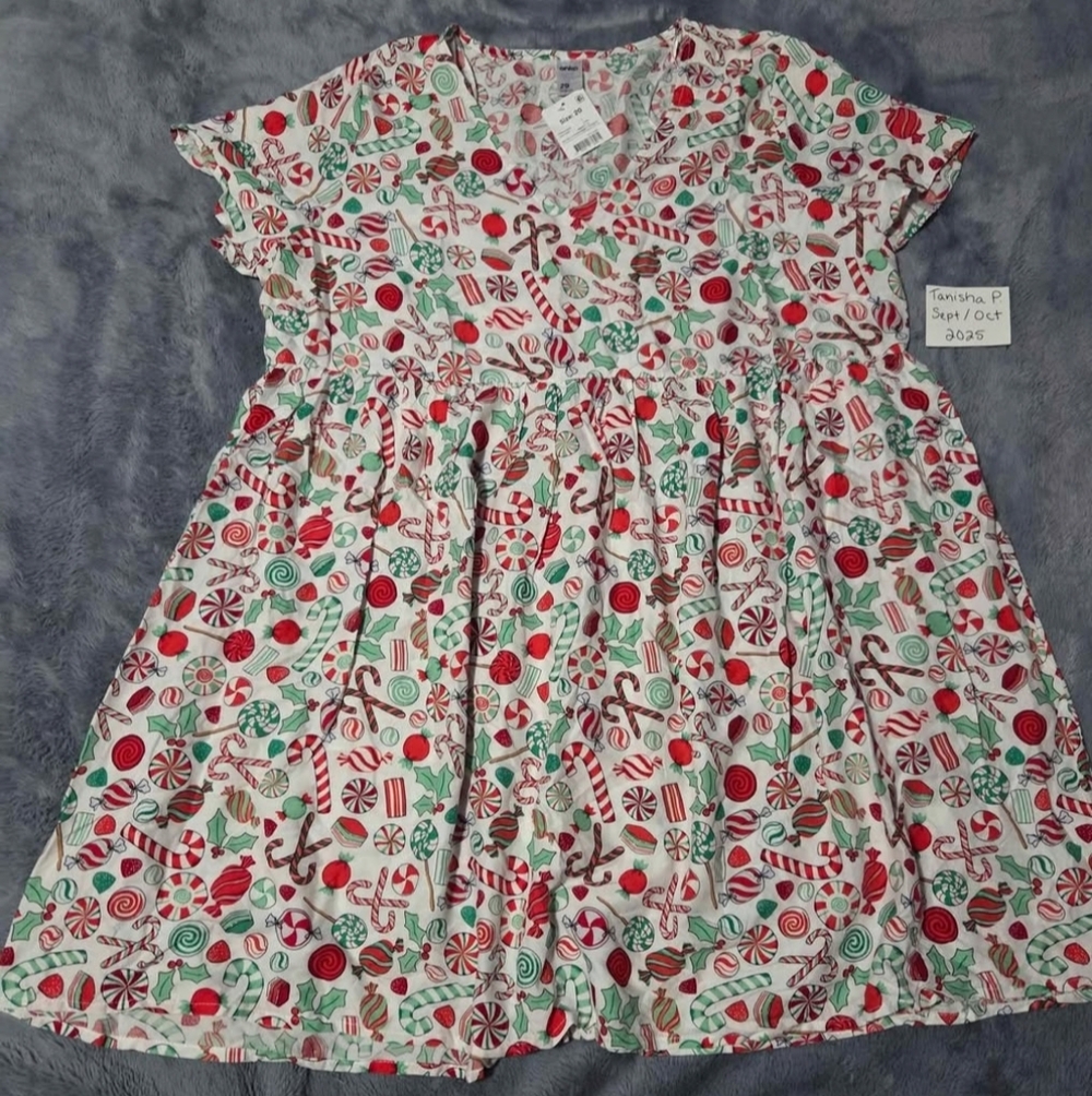 Festive Candy Print Mini Dress Size 20